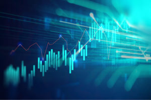 Financial stock market graph on an abstract background.